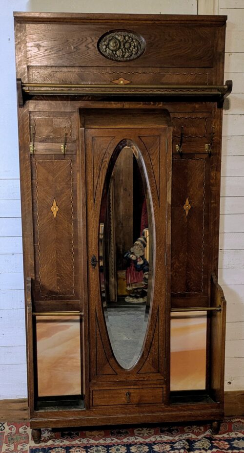 Eichengarderobe, Jugendstil, Intarsien – Bild 2