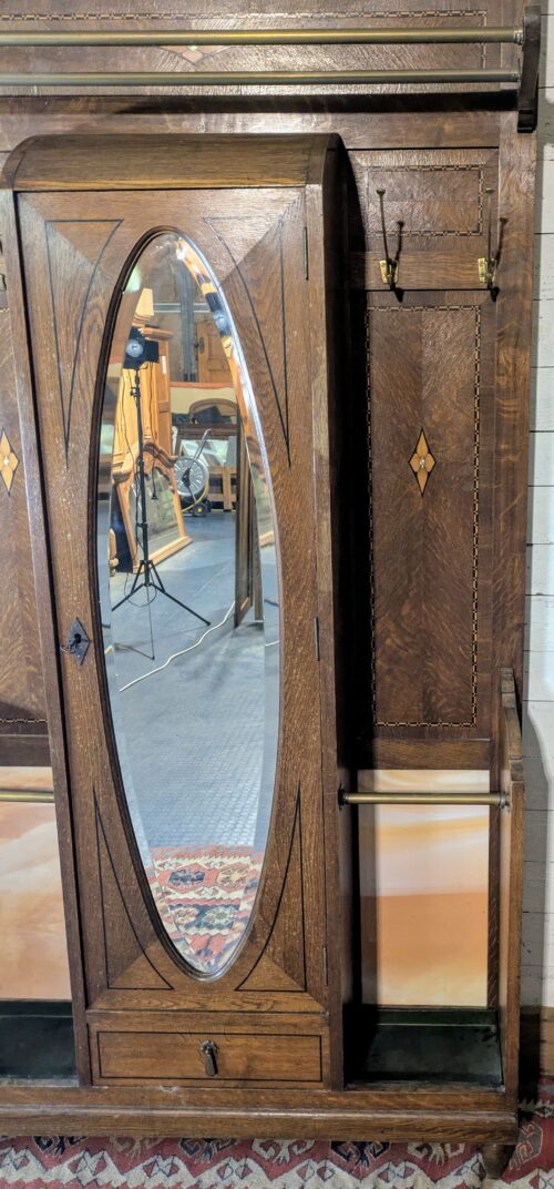 Eichengarderobe, Jugendstil, Intarsien – Bild 7